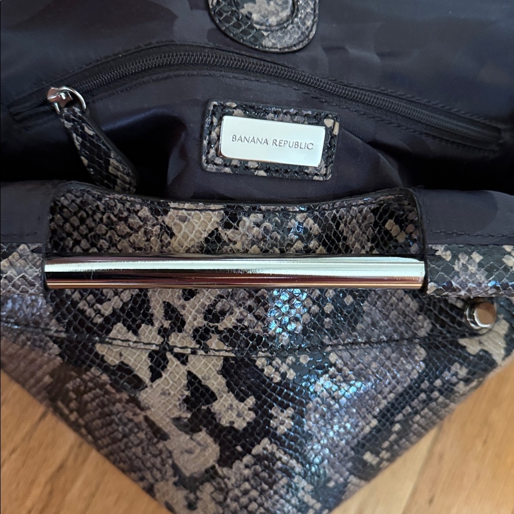 Banana Republic Black and Gray Snakeskin Bag